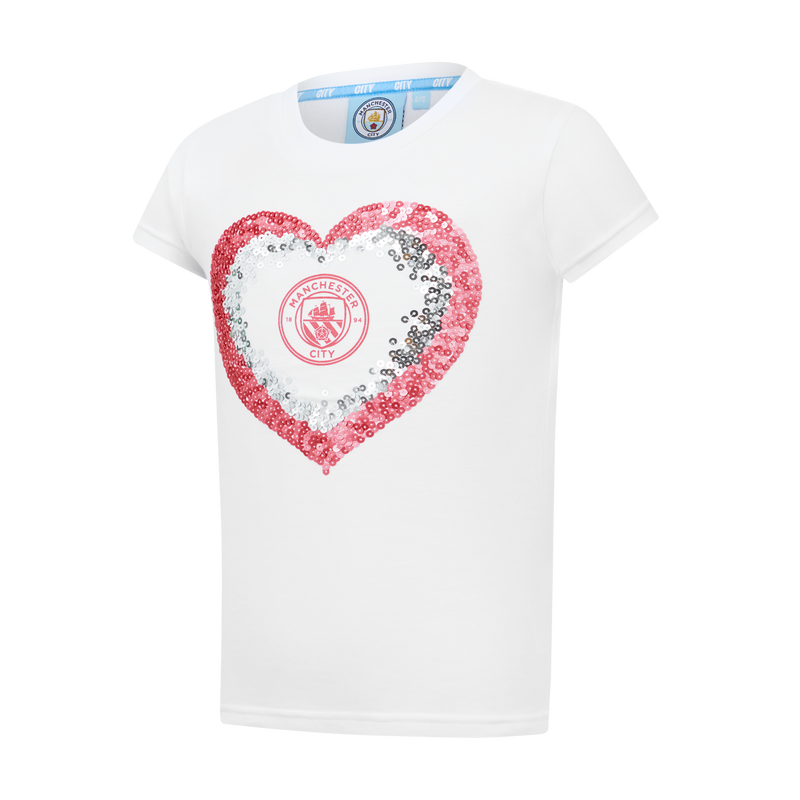 MCFC KIDS SEQUIN CREST TEE - white