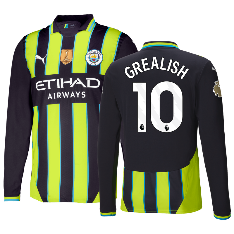 Man City Authentic Away Jersey 24/25 Long Sleeve With GREALISH 10 Printing new navy - Check out all Manchester City t-shirts online