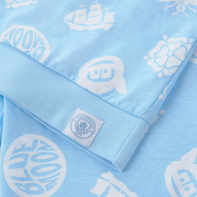 MCFC FW KIDS GLOW GLYPH AOP LS PJ - blue