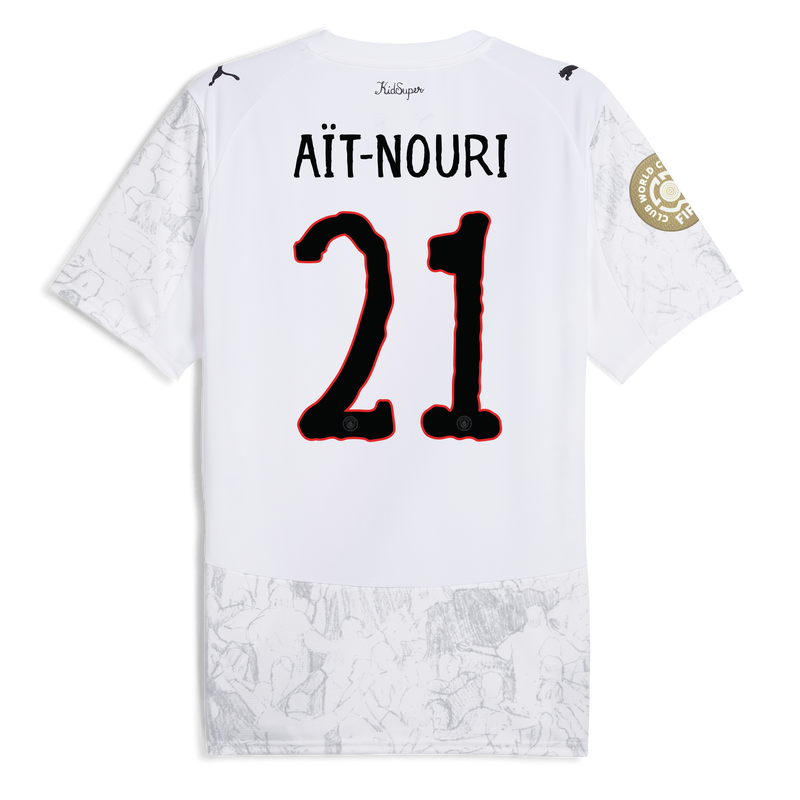 Man City KidSuper Jersey 2025/26 With AÏT-NOURI 21 printing white - Size S from polyester for males  - Official Manchester City FC store