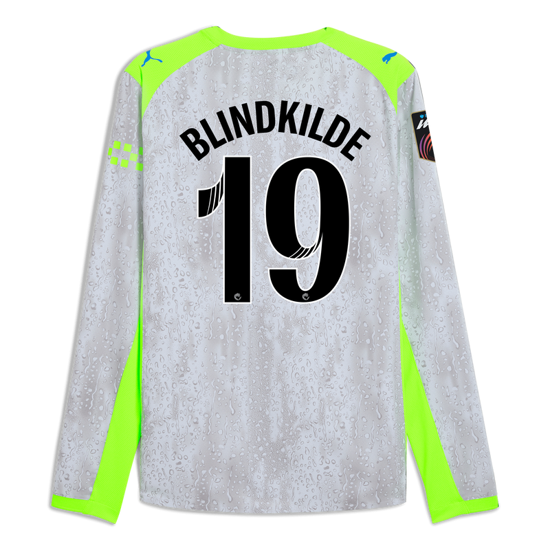 Man City 3rd Authentic Jersey 2025/26 Long Sleeve With BLINDKILDE 19 Printing blue - Check out all Manchester City t-shirts online