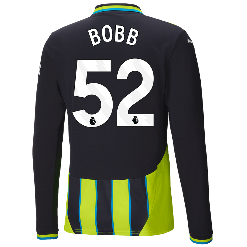 Man City Authentic Away Jersey 24/25 Long Sleeve With BOBB 52 Printing new navy - Size XXL from polyester for males  - Official Manchester City FC store
