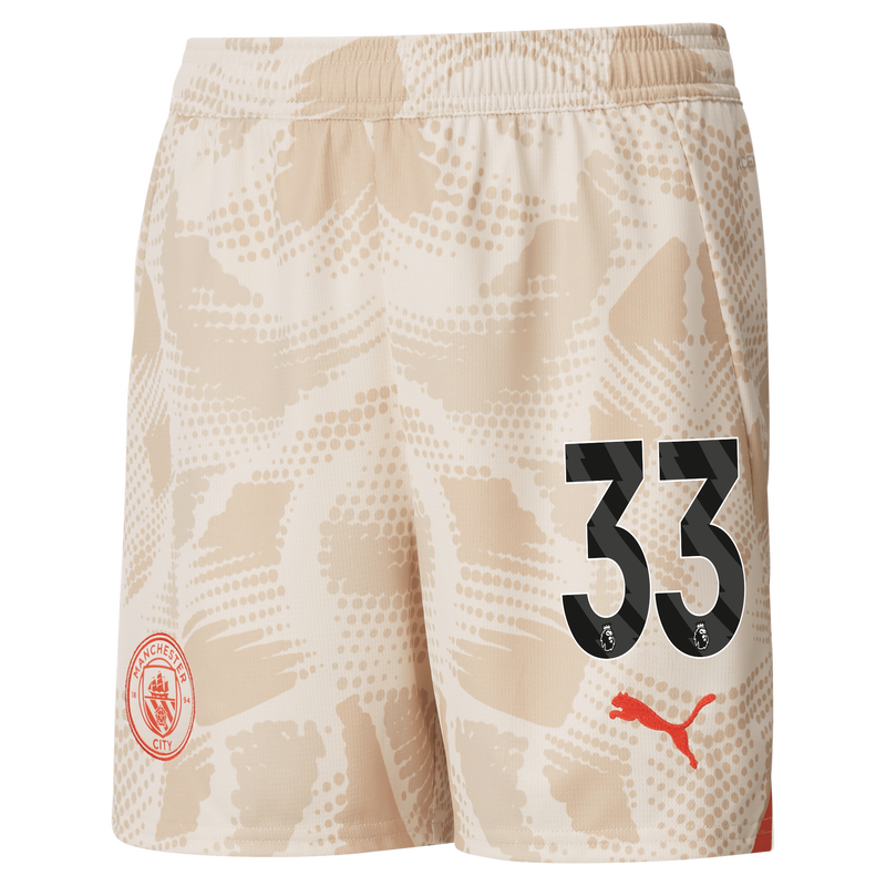 Kids' Man City Goalkeeper Shorts 24/25 With #33 white - Check out all Manchester City shorts online - Official Manchester City FC store