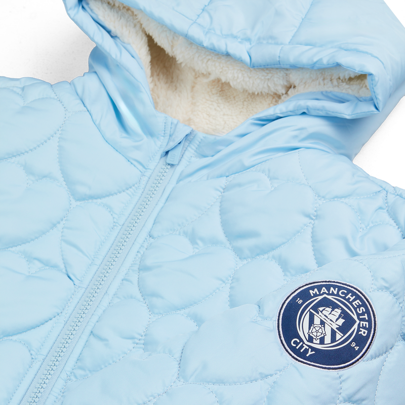MCFC GIRLS HEART QUILTED JACKET - light blue