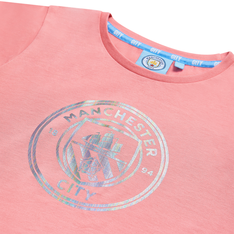 MCFC KIDS IRIDESCENT CREST TEE - pink