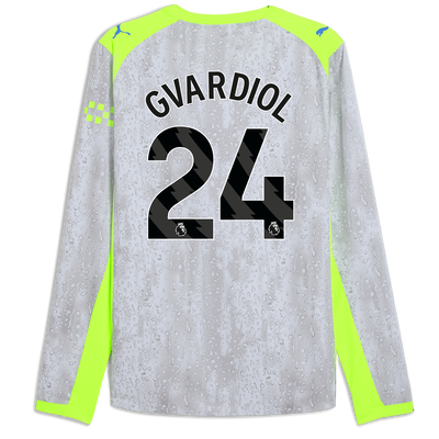 Manchester City Third Authentic Jersey 2025/26 Long Sleeve With GVARDIOL 24 Printing