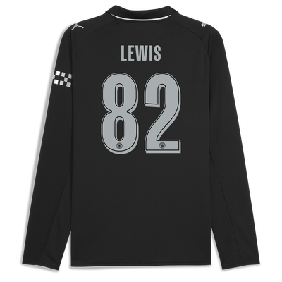 Manchester City Away Jersey 2025/26 Long Sleeve With LEWIS 82 Printing