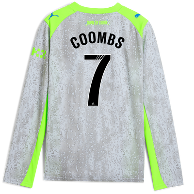 Kids' Manchester City Third Jersey 2025/26 Long Sleeve With COOMBS 7 Printing