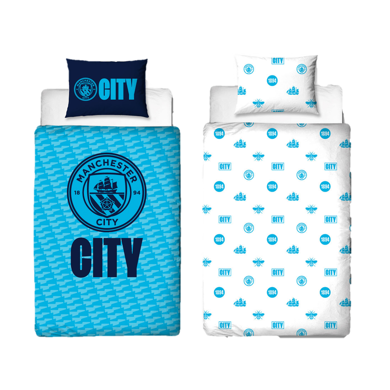 MCFC REV GLYPH SINGLE DUVET - blue