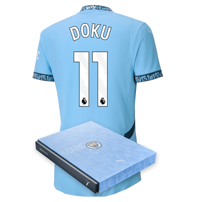 Manchester City Authentic Home Jersey 2024/25 with DOKU 11 printing in Gift Box