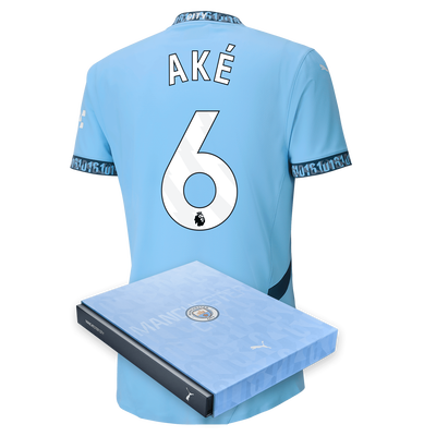 Manchester City Authentic Home Jersey 2024/25 with AKÉ 6 printing in Gift Box