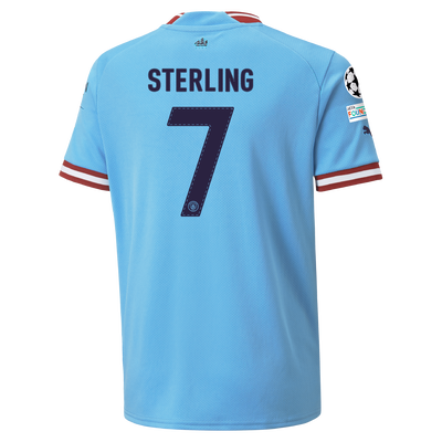 Kids' Manchester City Home Jersey 22/23 with STERLING 7 printing