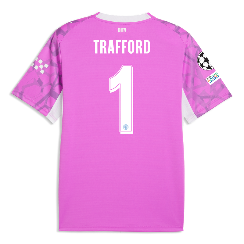 Manchester City keepersshirt voor dames 2026/27 met TRAFFORD 1-bedrukking electric orchid-puma white -Bekijk alle Man City t-shirts online