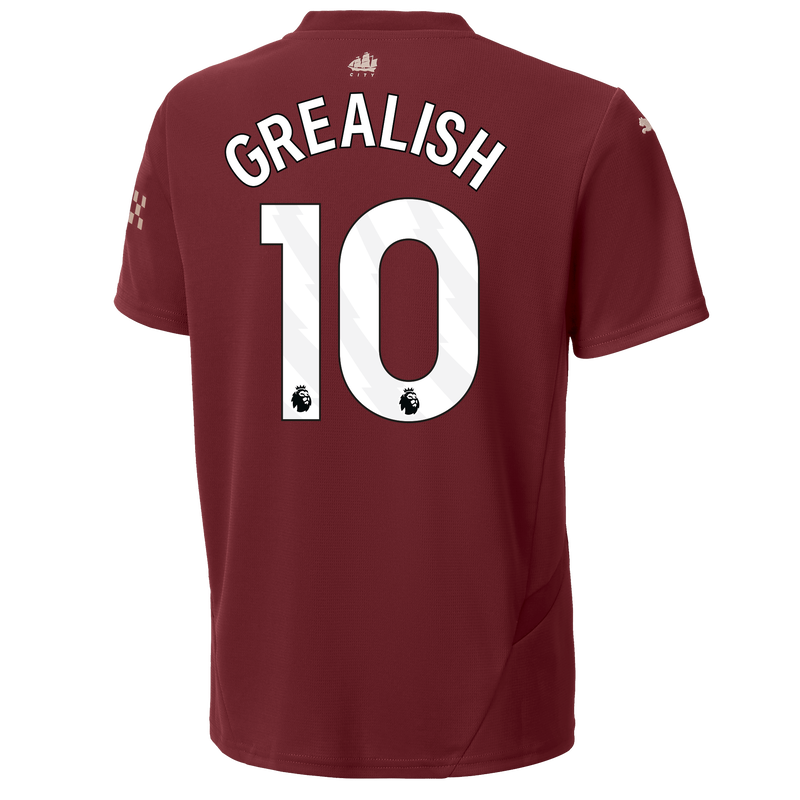 Kids' Man City 3rd Jersey 24/25 With GREALISH 10 Printing burgundy - Check out all Manchester City t-shirts online - Official Manchester City FC store