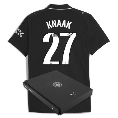 Manchester City Away Authentic Jersey 2025/26 With KNAAK 27 Printing in Gift Box