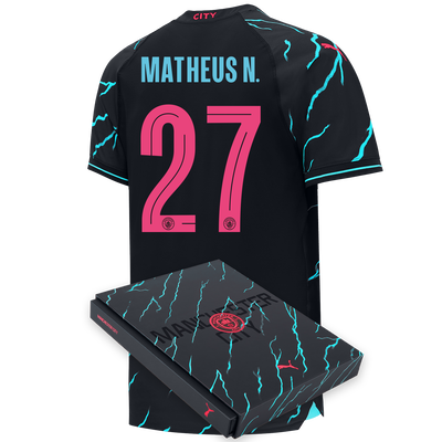 Manchester City Authentic Third Jersey 2023/24 with MATHEUS N. 27 printing in Gift Box