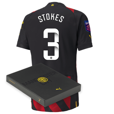 Camiseta Authentic 2ª Equipación Manchester City 2022/23 con estampado de STOKES en caja de regalo