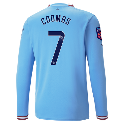 Manchester City Home Jersey 22/23 Long Sleeve with COOMBS 7 printing