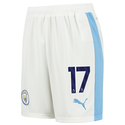 Manchester City pantalones cortos de fútbol para niños 2023/24 con #17