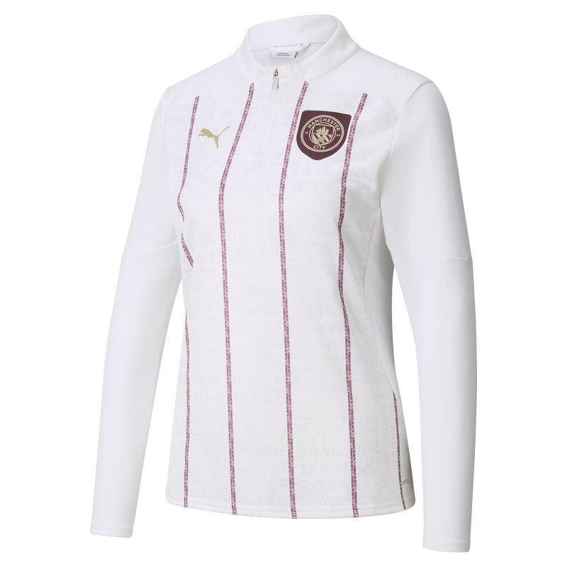 Women's Man City Pre-Match 1/4 Zip Top white - Size M for females  - Official Manchester City FC store