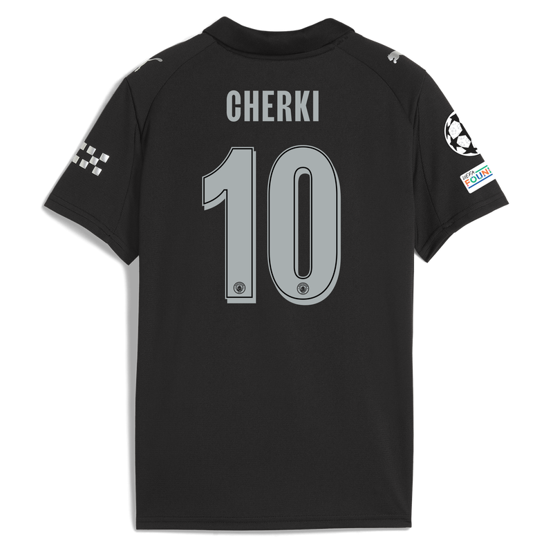 Kids' Man City Away Jersey 2025/26 With CHERKI 10 Printing black - Check out all Manchester City t-shirts online - Official Manchester City FC store