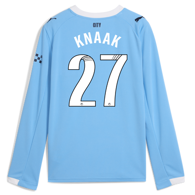 Kinder  Manchester City Heimtrikot 2025/26 Langarm mit KNAAK 27 Aufdruck