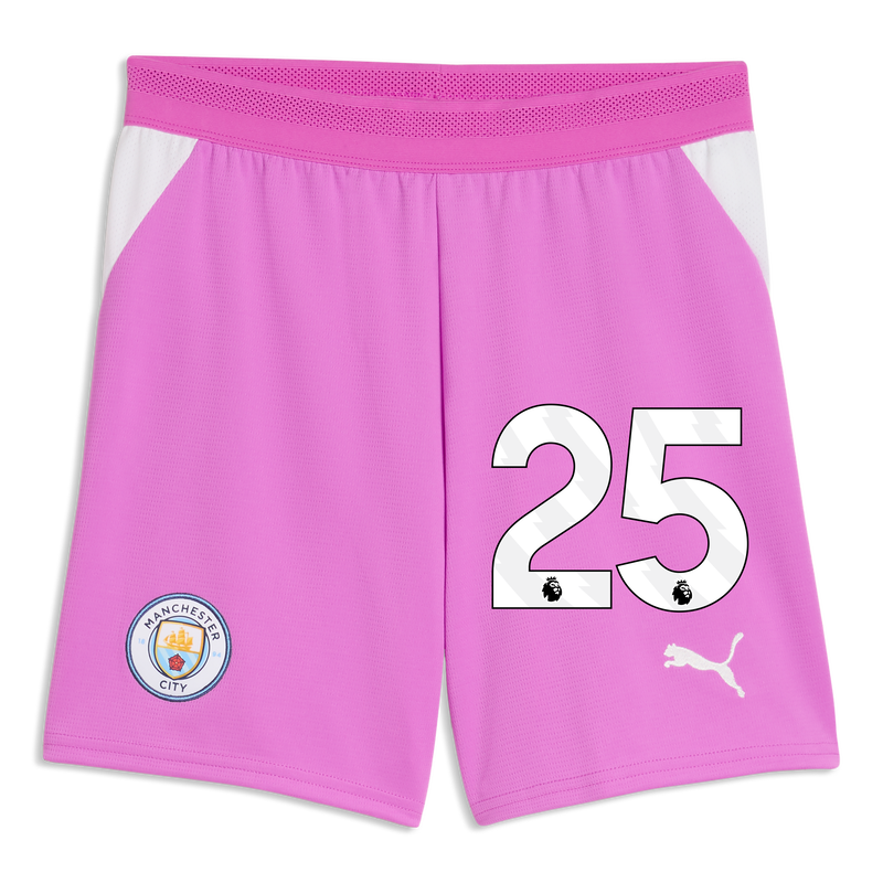 Kids' Man City Goalkeeper Shorts 2026/27 With 25 electric orchid-puma white unisex - Size 7/8 from polyester  - Official Manchester City FC store