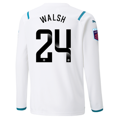 Kids Manchester City Away Shirt Long Sleeve 21/22 with Keira Walsh printing