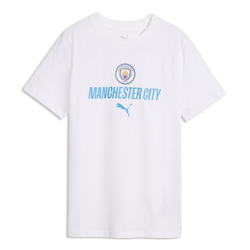 Kids' Man City FtblCulture Tee 2026/27 puma white- blue - Check out all Manchester City t-shirts online - Official Manchester City FC store