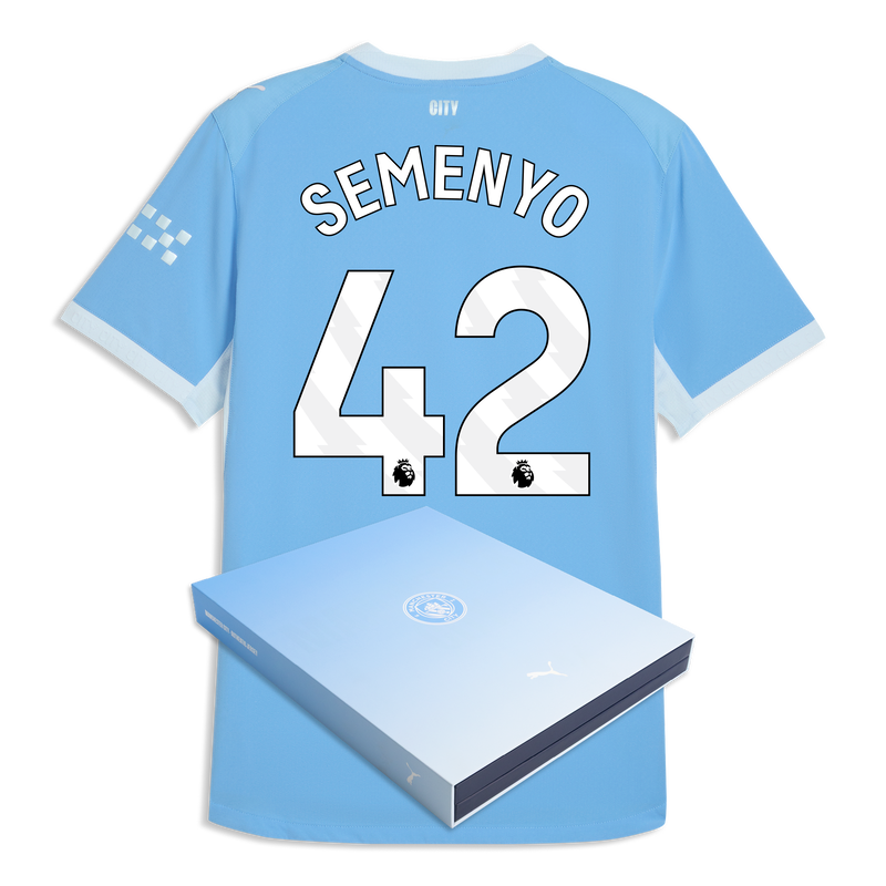 Man City Home Authentic Jersey 2026/27 With SEMENYO 42 Printing in Gift Box  blue-icy blue - Size XL from polyester for males