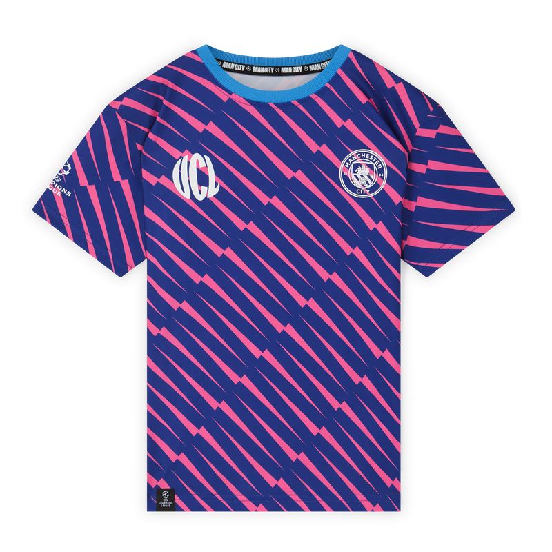 MCFC UCL KIDS AOP LIGHTNING POLY TEE - navy