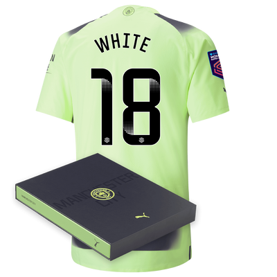 Manchester City Authentic Third Jersey 2022/23 with WHITE 18 printing in Gift Box