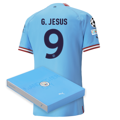 Manchester City Authentic Home Jersey 22/23 with G JESUS 9 printing in Gift Box