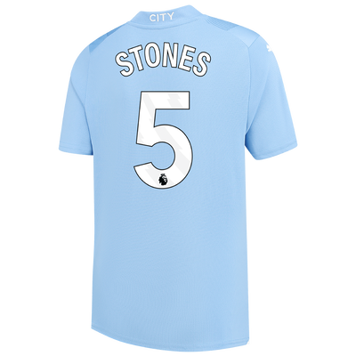 Kids' Manchester City Home Jersey 2023/24 with STONES 5 printing