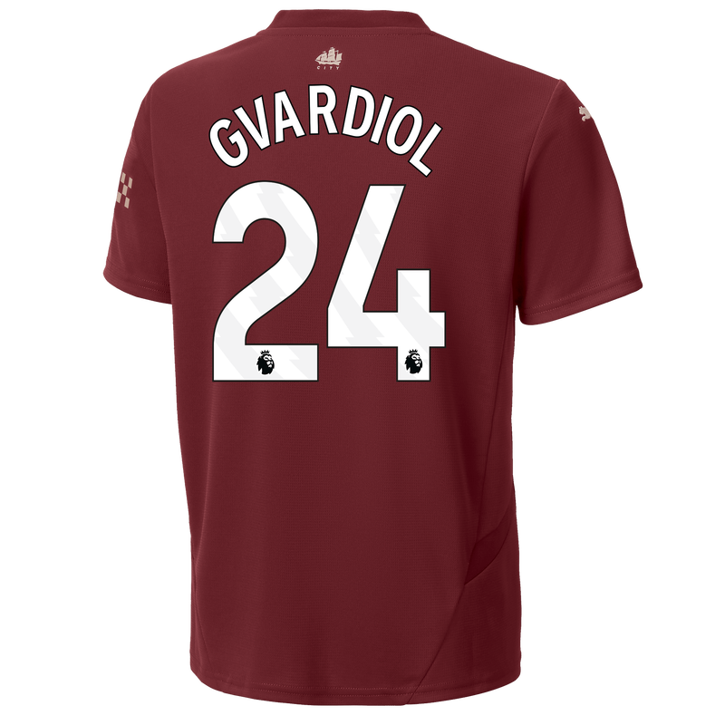 Kids' Man City 3rd Jersey 24/25 With GVARDIOL 24 Printing burgundy - Check out all Manchester City t-shirts online - Official Manchester City FC store