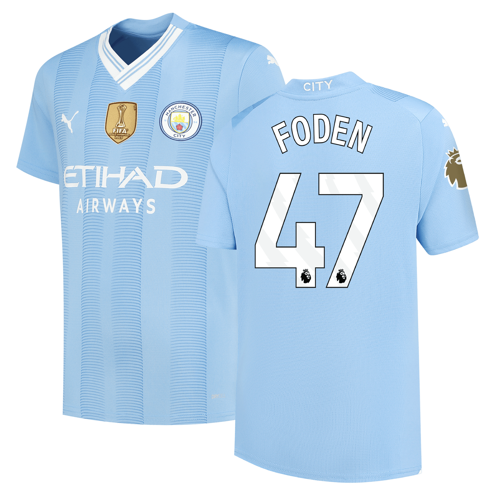 Kids Manchester City Home Jersey 2023 24 with FODEN 47 printing