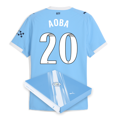 Manchester City Home Authentic Jersey 2025/26 With AOBA 20 Printing in Gift Box