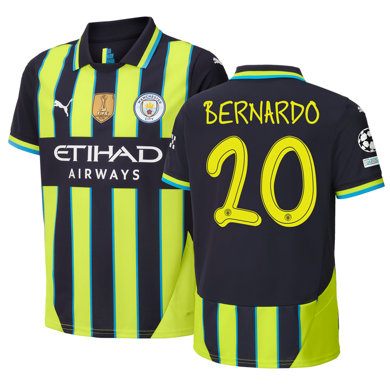 Kids' Man City Away Jersey 24/25 With BERNARDO 20 Printing new navy - Check out all Manchester City t-shirts online - Official Manchester City FC store