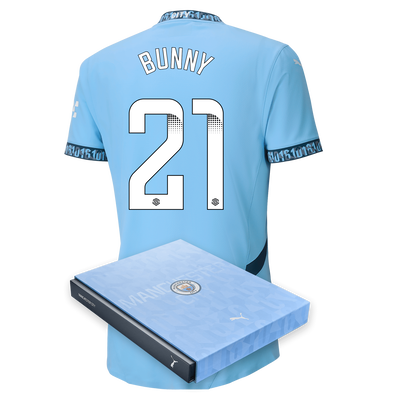 Manchester City Authentic Home Jersey 2024/25 with BUNNY 21 printing in Gift Box