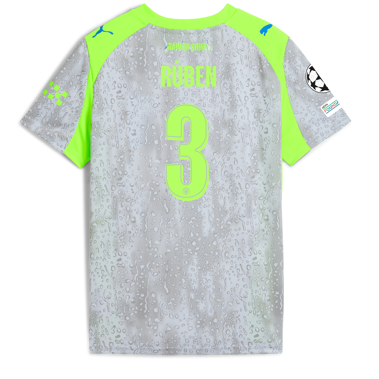 Kids' Manchester City Third Jersey 2025/26 With RÚBEN 3