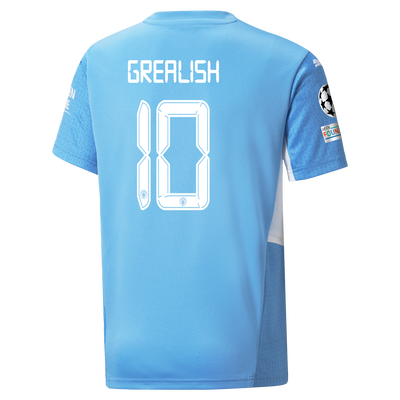 Kids Manchester City Home Shirt 21/22 with Jack Grealish printing