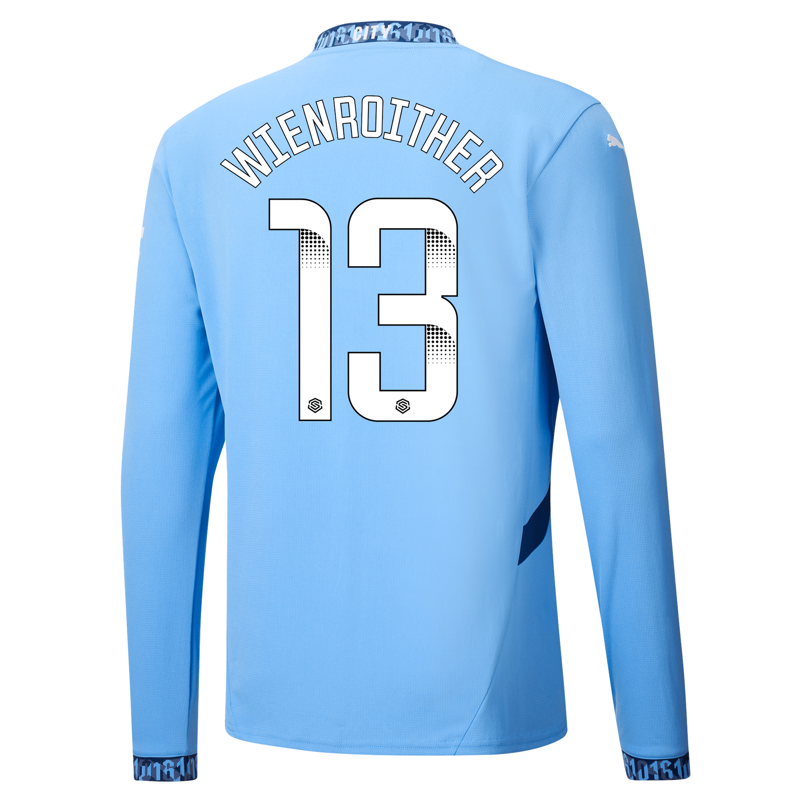 Manchester City Home Jersey 2024/25 Long Sleeve With WIENROITHER 13 printing