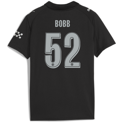 Kids' Manchester City Away Jersey 2025/26 With BOBB 52 Printing