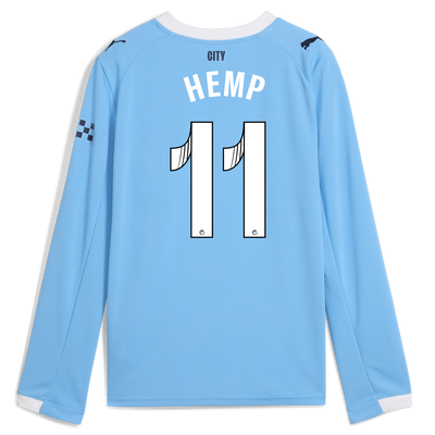 マンチェスター・シティ 2025/26 キッズ ホームユニフォーム（長袖 HEMP 11プリント付き）