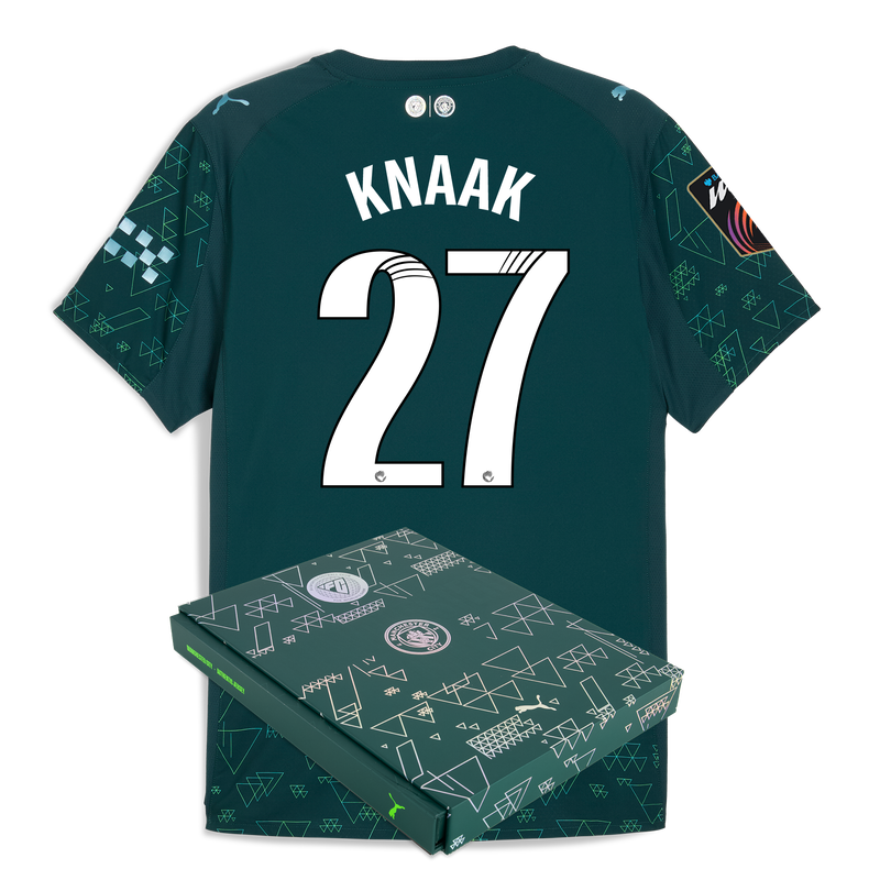 Man City EA SPORTS FC Authentic Jersey 2025/26 With KNAAK 27 Printing in Gift Box green - Check out all Manchester City t-shirts online