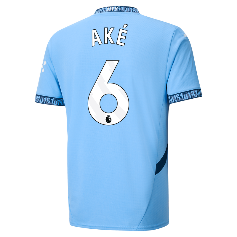 Man City Home Jersey 24/25 With AKÉ 6 Printing  blue - Size M from polyester for males  - Official Manchester City FC store