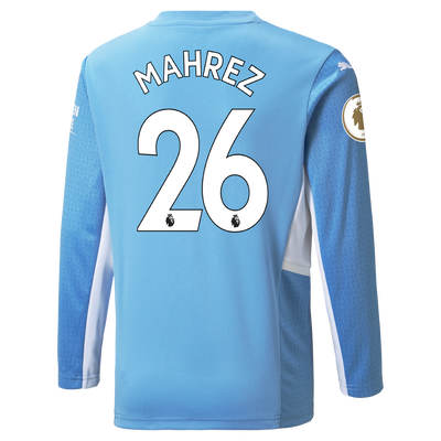 Manchester City Home Longsleeve Shirt 21/22 with Riyad Mahrez printing