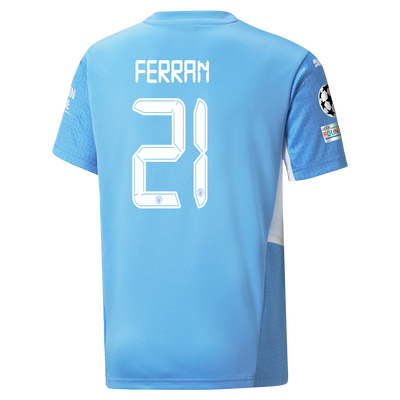 Kids Manchester City Home Shirt 21/22 with Ferran Torres printing