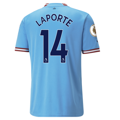 Manchester City Home Jersey 22/23 with LAPORTE 14 printing