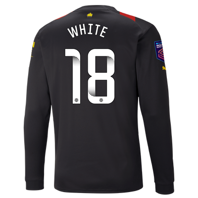 Manchester City Away Jersey 2022/23 long sleeve with WHITE 18 printing